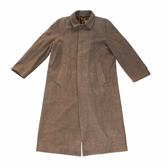 Battaglia Other - VTG Battaglia Italian Cashmere Wool Herringbone Trench Pea Overcoat 40R Mint